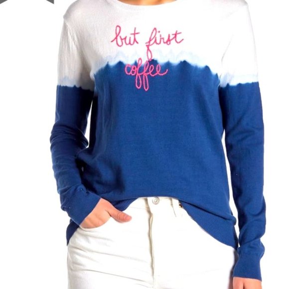 beachlunchlounge Sweaters - Beachlunchlounge NWT First Coffee Dip Dye Graphic Sweater Size Small & Medium